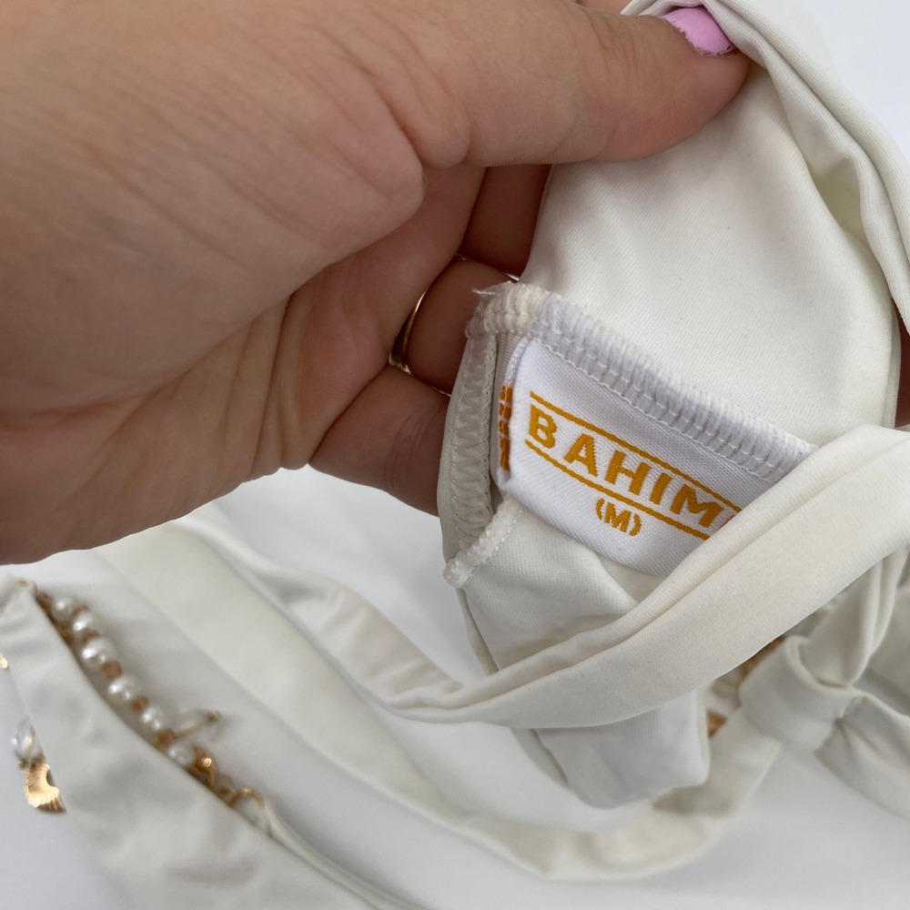 Bahimi Cara Brazilian Bikini Set S/M White Pearl Charm Shell Two Piece - Picture 5 of 7